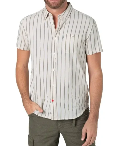 Timezone - Basic short sleeve shirt, ecru, green, yellow