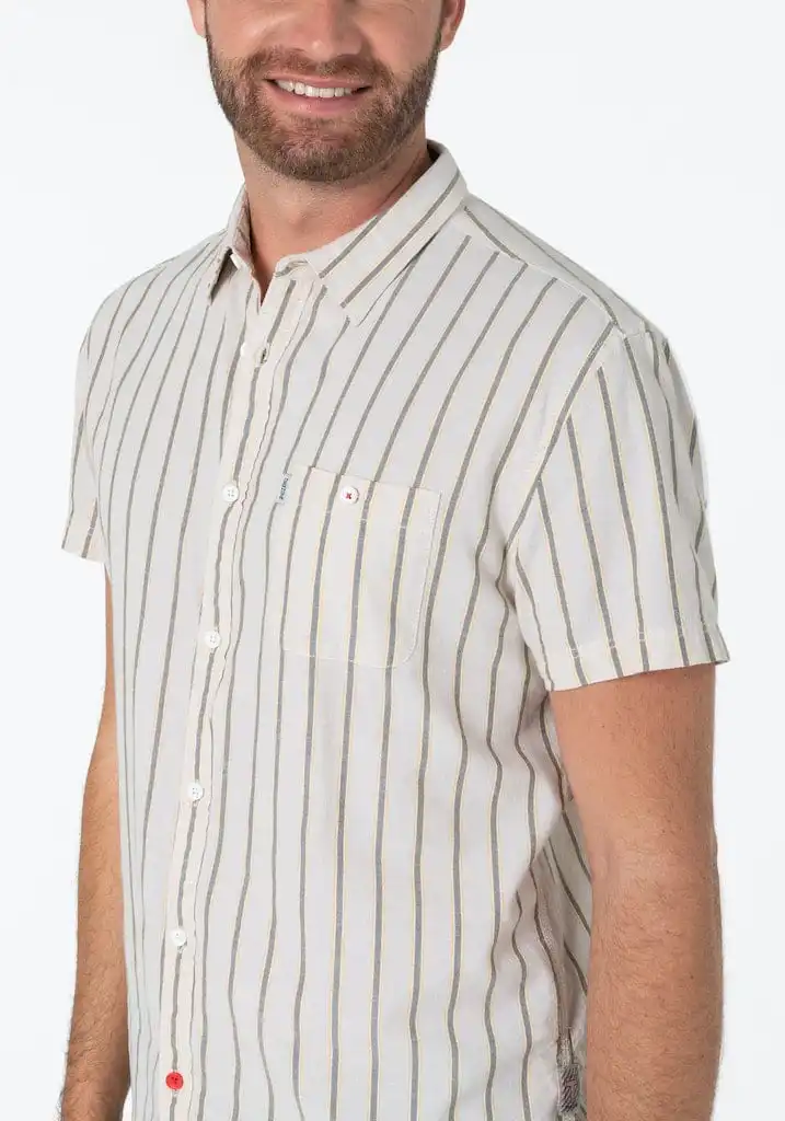 Timezone - Basic short sleeve shirt, ecru, green, yellow - Image 5