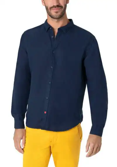 Timezone - Soft linen basic shirt, Navy