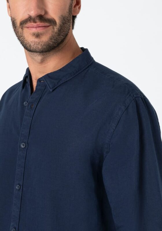 Timezone - Soft linen basic shirt, Navy - Image 3