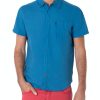 Timezone - Soft linen shortsleeve shirt, French blue
