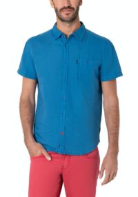 Timezone - Soft linen shortsleeve shirt, French blue
