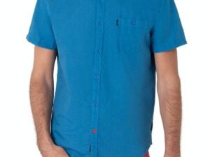 Timezone - Soft linen shortsleeve shirt, French blue