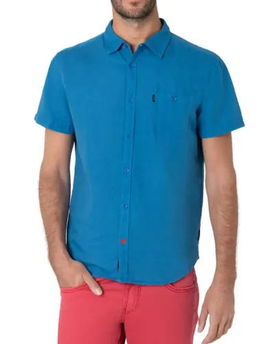 Timezone - Soft linen shortsleeve shirt, French blue