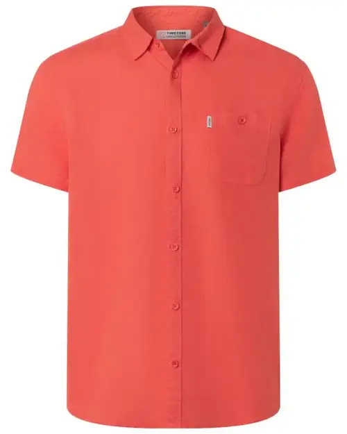 Alternative view of Timezone - Soft linen shortsleeve shirt, Coral orange