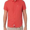 Timezone - Soft linen shortsleeve shirt, Coral orange