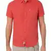 Timezone - Soft linen shortsleeve shirt, Coral orange