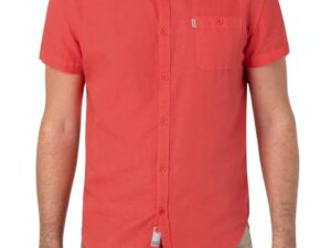 Timezone - Soft linen shortsleeve shirt, Coral orange