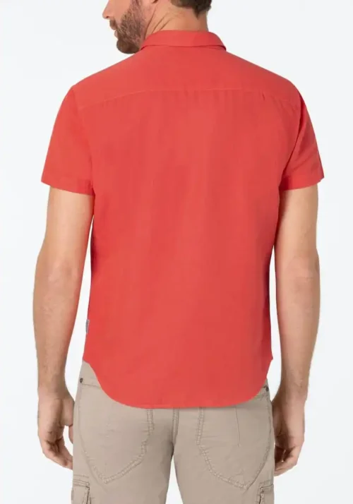 Timezone - Soft linen shortsleeve shirt, Coral orange - Image 4