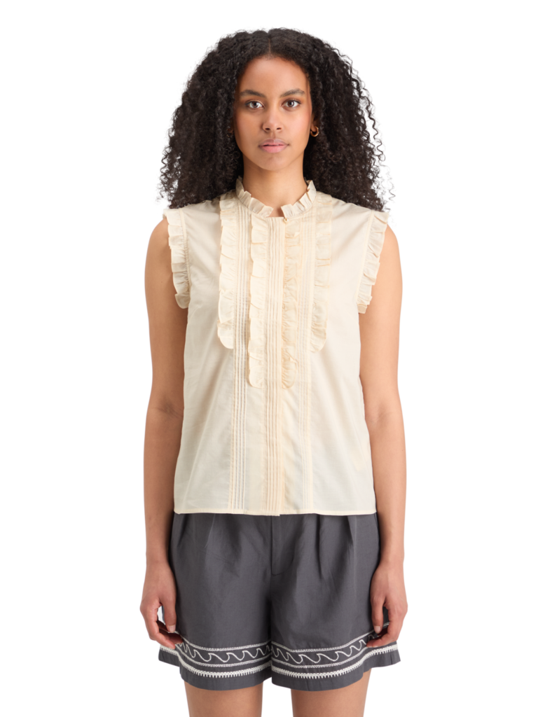 Scotch & Soda 177659 :  Sleevless ruffle shirt, soft ice