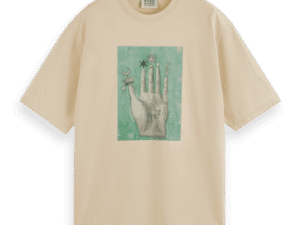 Scotch & Soda 178491 : Embassy of the free mind artwork t-shirt, Parchment