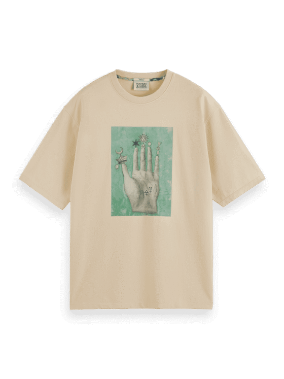 Scotch & Soda 178491 : Embassy of the free mind artwork t-shirt, Parchment