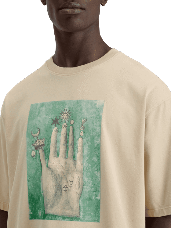 Scotch & Soda 178491 : Embassy of the free mind artwork t-shirt, Parchment - Image 4