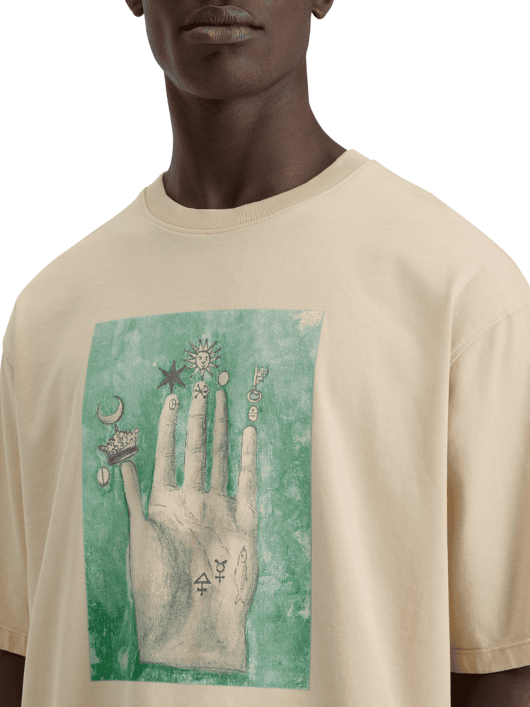 Scotch & Soda 178491 : Embassy of the free mind artwork t-shirt, Parchment - Image 4