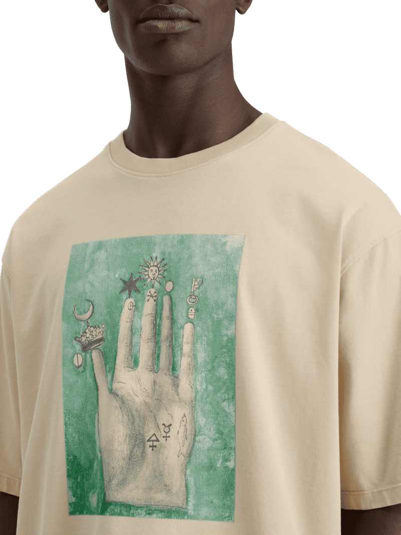 Scotch & Soda 178491 : Embassy of the free mind artwork t-shirt, Parchment - Image 4
