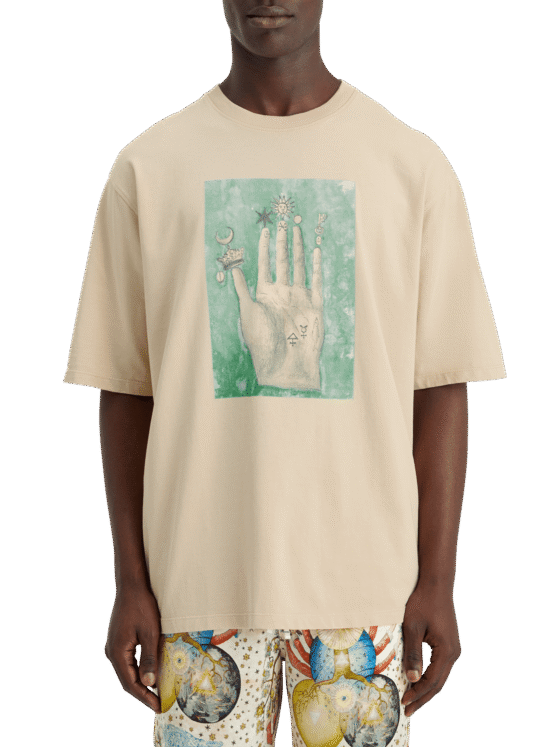 Scotch & Soda 178491 : Embassy of the free mind artwork t-shirt, Parchment - Image 2
