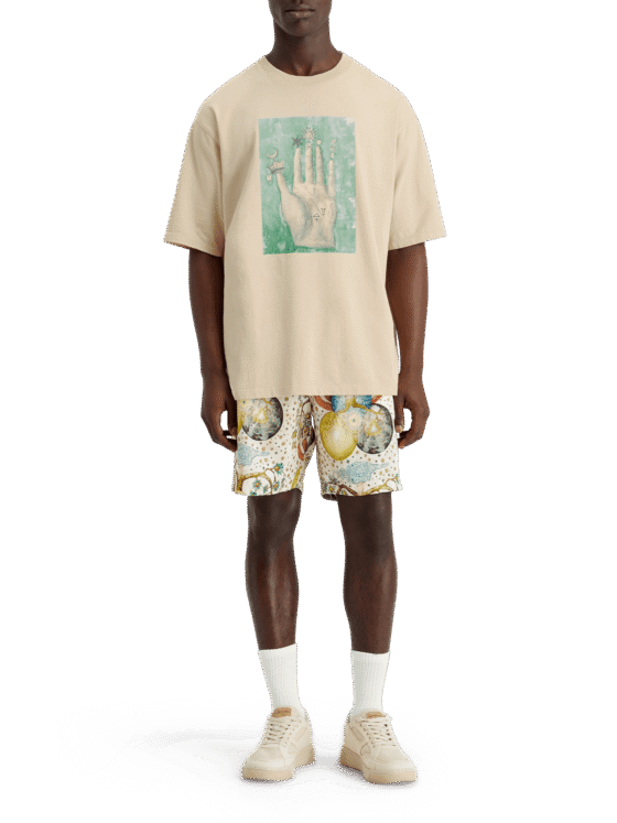 Scotch & Soda 178491 : Embassy of the free mind artwork t-shirt, Parchment - Image 6