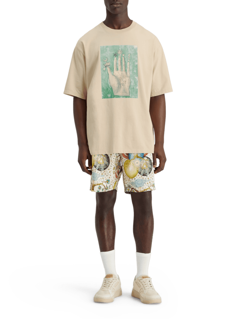Scotch & Soda 178491 : Embassy of the free mind artwork t-shirt, Parchment - Image 6