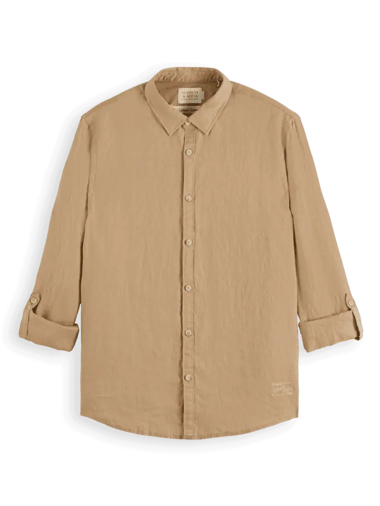 Scotch & Soda 177150: Linen shirt with roll-up sleeves, Seastone