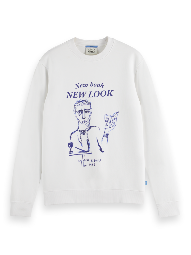 Scotch & Soda 178454-Front artwork sweatshirt, white