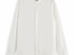 Scotch & Soda 179189 : Linen shirt with stand up collar, White