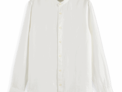 Scotch & Soda 179189 : Linen shirt with stand up collar, White