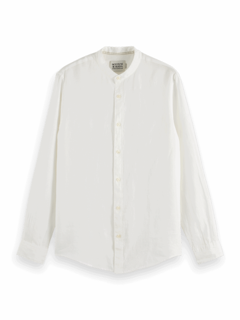 Scotch & Soda 179189 : Linen shirt with stand up collar, White