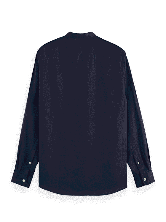 Scotch & Soda 179189 : Linen shirt with stand up collar, Navy - Image 3
