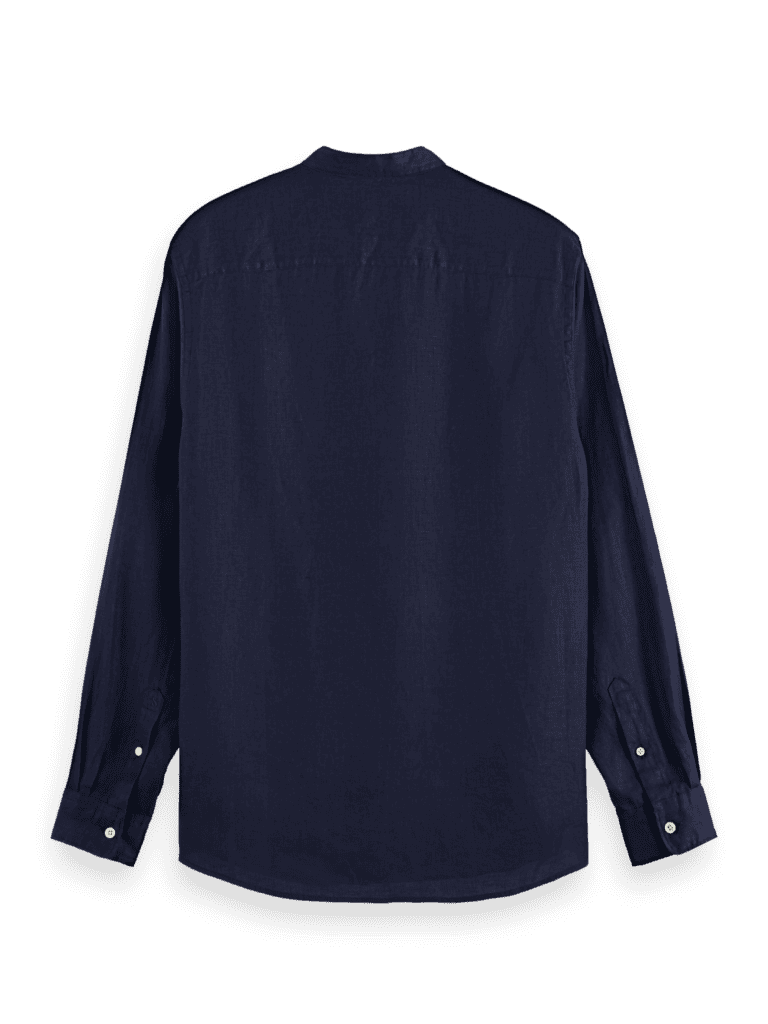 Scotch & Soda 179189 : Linen shirt with stand up collar, Navy - Image 3
