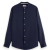 Scotch & Soda 179189 : Linen shirt with stand up collar, Navy
