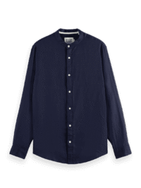 Scotch & Soda 179189 : Linen shirt with stand up collar, Navy