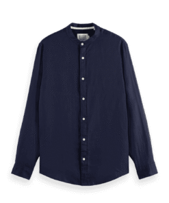 Scotch & Soda 179189 : Linen shirt with stand up collar, Navy
