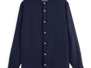 Scotch & Soda 179189 : Linen shirt with stand up collar, Navy