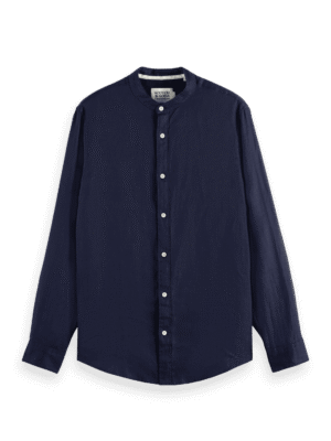 Scotch & Soda 179189 : Linen shirt with stand up collar, Navy