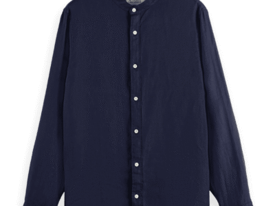 Scotch & Soda 179189 : Linen shirt with stand up collar, Navy