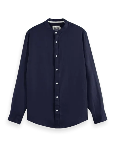 Scotch & Soda 179189 : Linen shirt with stand up collar, Navy