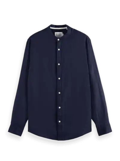 Scotch & Soda 179189 : Linen shirt with stand up collar, Navy