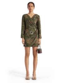 Scotch & Soda 177732 : Mini viscose jacquard wrap dress, Tapestry military