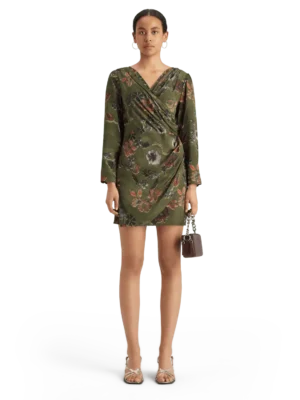 Scotch & Soda 177732 : Mini viscose jacquard wrap dress, Tapestry military
