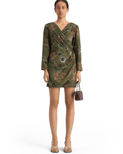 Scotch & Soda 177732 : Mini viscose jacquard wrap dress, Tapestry military