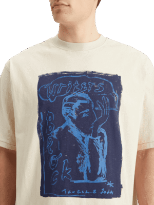 Scotch & Soda 178496 : Loose Fit Front Printed Artwork T-shirt, Parchment