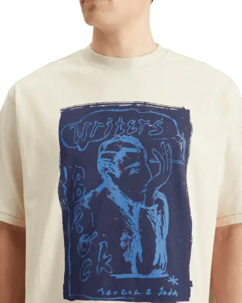 Scotch & Soda 178496 : Loose Fit Front Printed Artwork T-shirt, Parchment