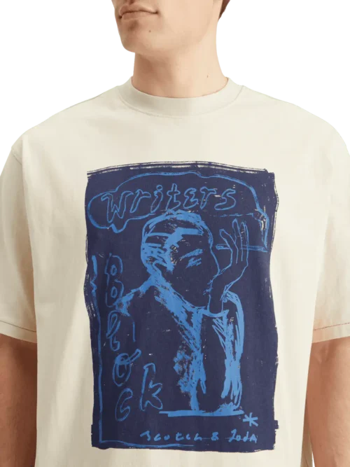 Scotch & Soda 178496 : Loose Fit Front Printed Artwork T-shirt, Parchment