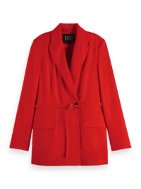 Scotch & Soda 177609 : DB blazer with belt detail, Flame red