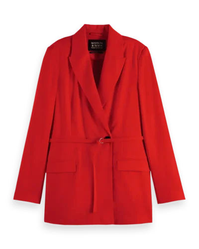 Scotch & Soda 177609 : DB blazer with belt detail, Flame red