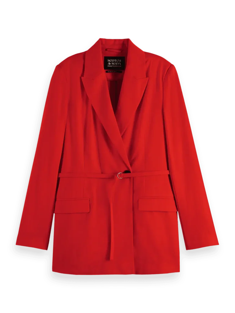 Scotch & Soda 177609 : DB blazer with belt detail, Flame red