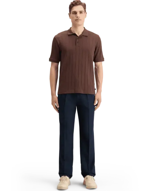Alternative view of Scotch & Soda 178806 Rib Knitted Polo Brown