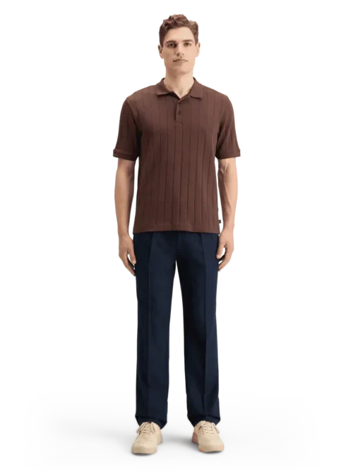 Alternative view of Scotch & Soda 178806 Rib Knitted Polo Brown
