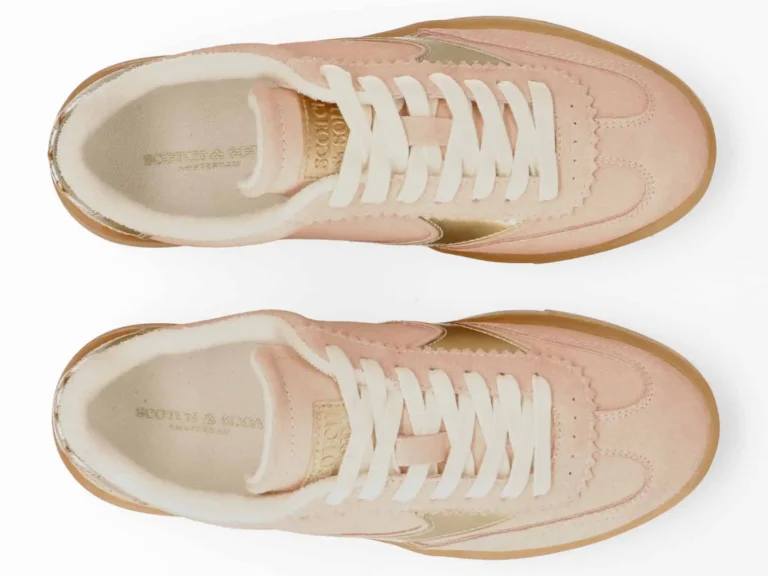 Scotch & Soda   Nixie Low Top Suede Trainers, Pink - Image 4