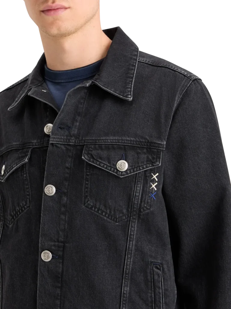 Scotch & Soda 178339 Washed black denim trucker jacket- City buzz - Image 4